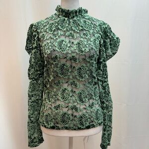 Dolan Green Lace Blouse Top S